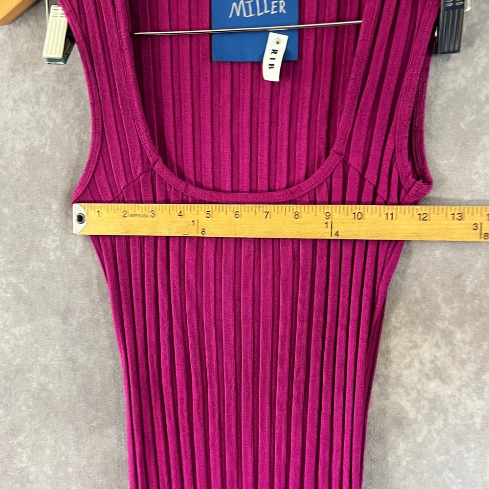 Simon Miller Rib Knit Maxi Dress Womens Medium Magenta Pink Scoop Neck Tank - Picture 4 of 6